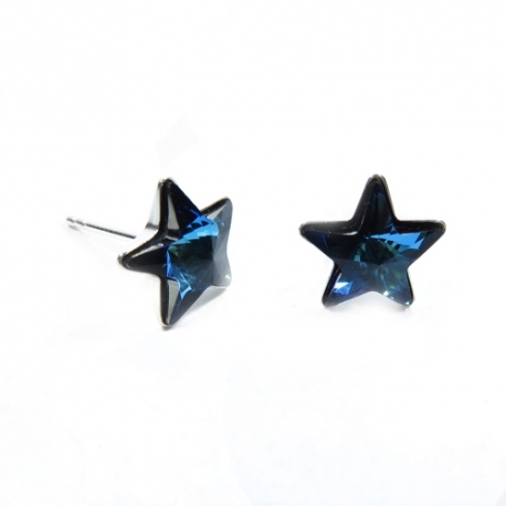 Náušnice napichovacie Swarovski elements 
 hviezdy 5 mm modré Bermuda Blue