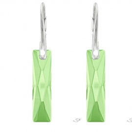 Elegantné náušnice Swarovski elements Queen Baguette zelené PERIDOT 25mm