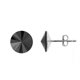 Náušnice Swarovski elements rivoli 12 mm čierne JET – napichovačky