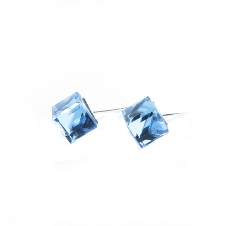 Náušnice swarovski elements kocky 8 mm modré AQUAMARINE – napichovačky