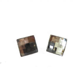 Náušnice Swarovski elements štvorec sivé  SILVER SHADE – napichovacie 10mm