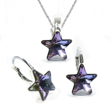 Set Swarovski elements hviezdy 10 mm fialový Crystal Vitrail Light