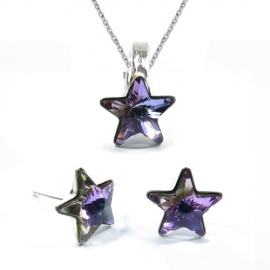 Set Swarovski elements hviezdy 10 mm fialový Crystal Vitrail Light – napichovačky
