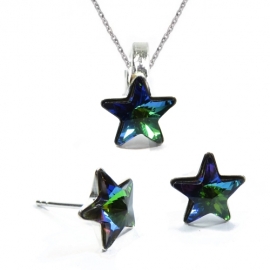 Set Swarovski elements hviezdy 10 mm zelený Crystal Vitrail Medium – napichovačky