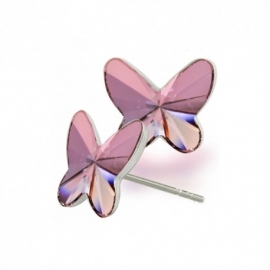 Náušnice Swarovski elements motýliky 12 mm ružové ANTIQPINK – napichovačky