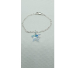 Strieborný náramok s príveskom Swarovski hviezda vo farbe dúhovej Crystal AB