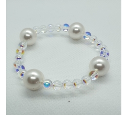 Krásny dúhový náramok Swarovski elements Round Crystal AB a perla