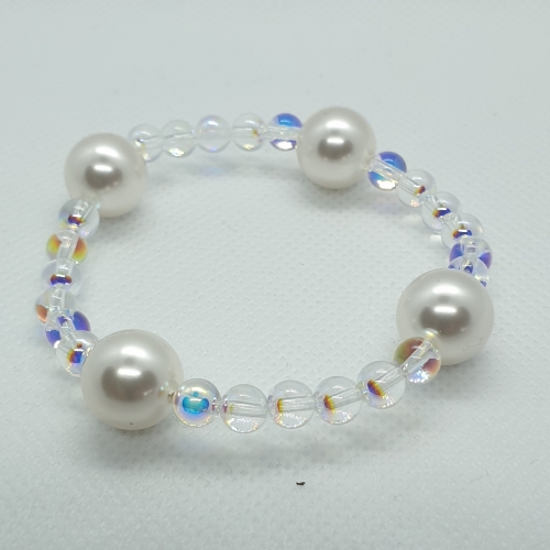 Kryštáľový náramok Swarovski korálky – Crystal AB a perly