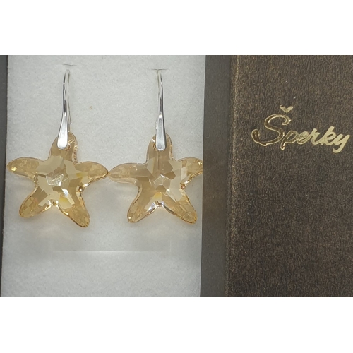 nausnice Swarovski elements Starfish golden shadow
