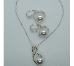 Strieborná perlová súprava 10mm krémová