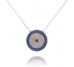 Strieborný náhrdelník AG 925/1000 plný čírych a modrých zirkónov SN021