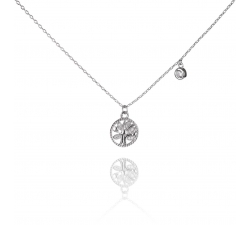 Strieborný náhrdelník s malým stromom života a zirkónom SN081, AG 925/1000