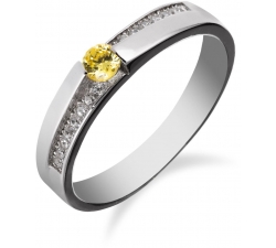 Strieborný prsteň zdobený malými zirkonmi s citrínom v strede SR107 , AG 925/1000 - žltá