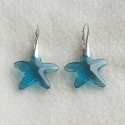 Náušnice Swarovski elements Starfish modré indicolite