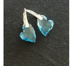 Náušnice Swarovski elements Devoted srdce modré Aquamarine 17mm
